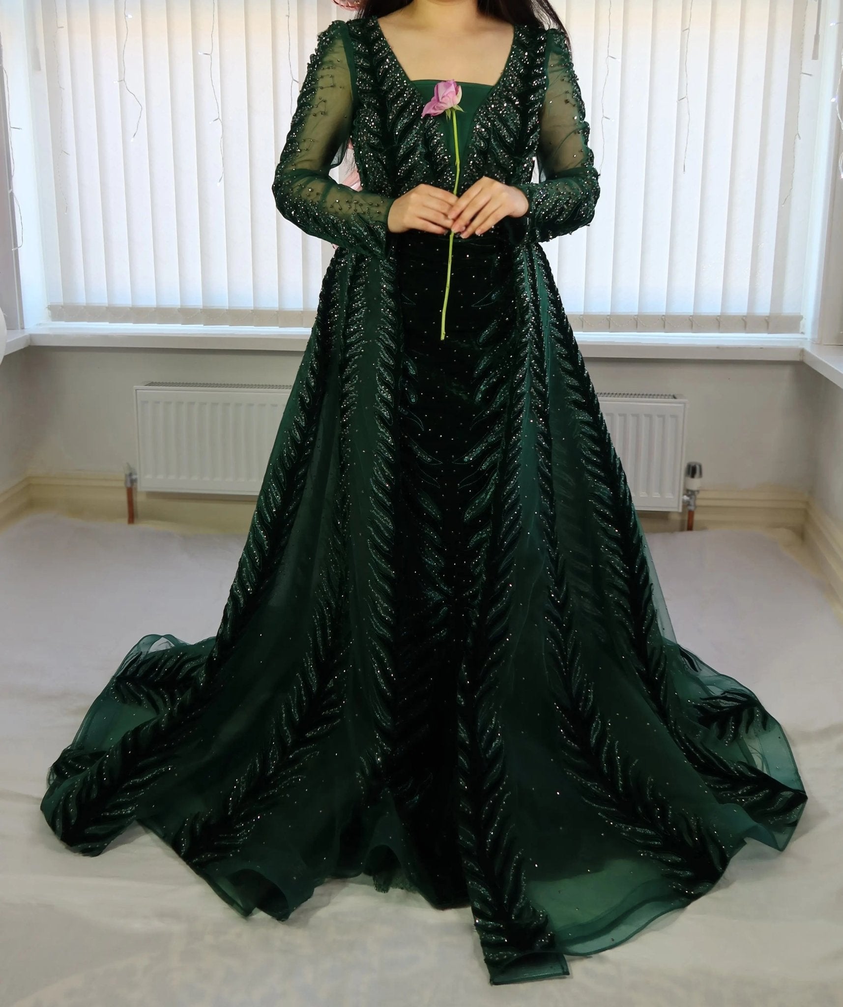 KAYLA - V-Neck Luxury Beading Gown - Mscooco.co.uk
