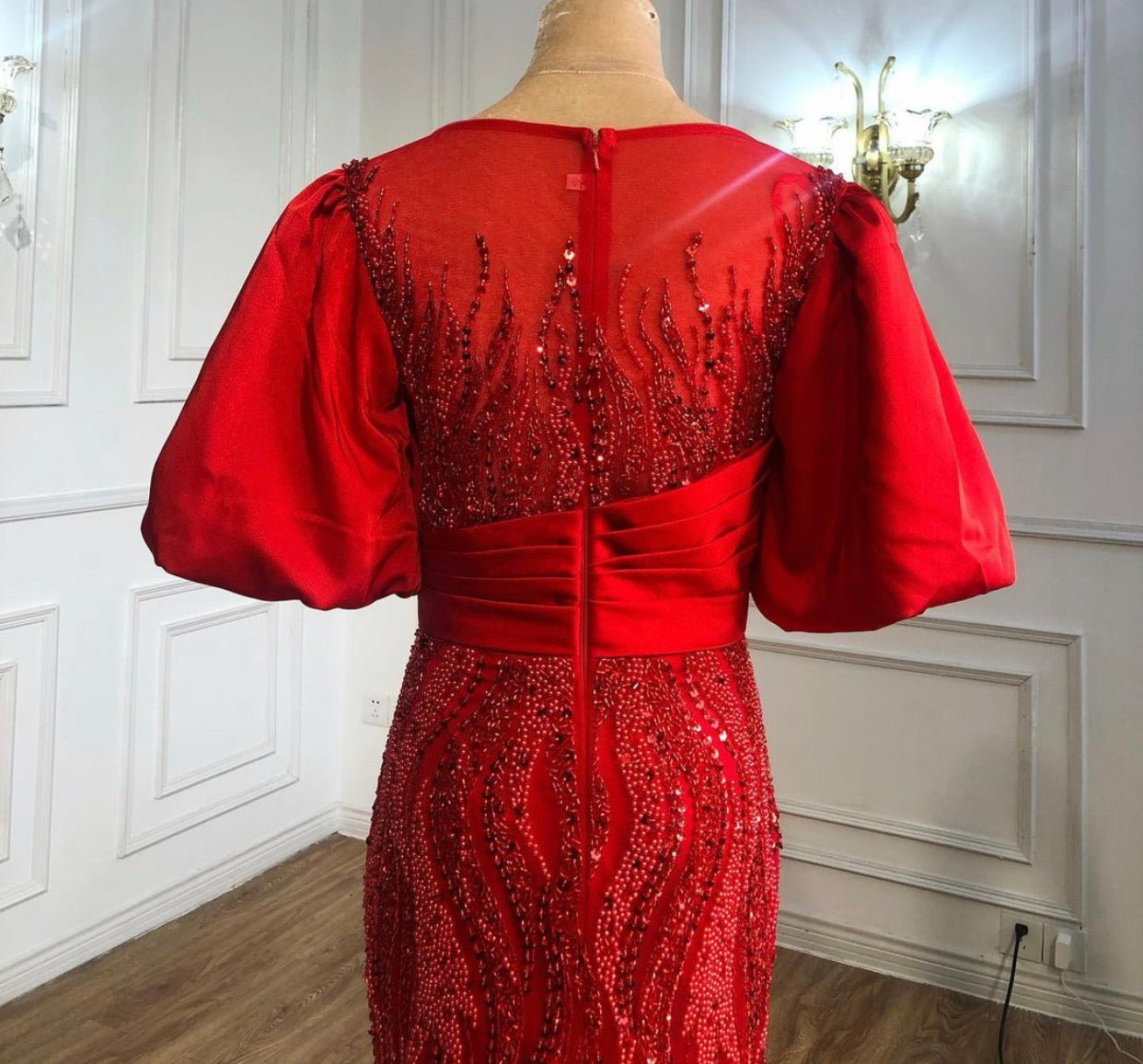 Keya Elegant Mermaid Evening Dress With Half Puff Sleeves - Mscooco.co.uk