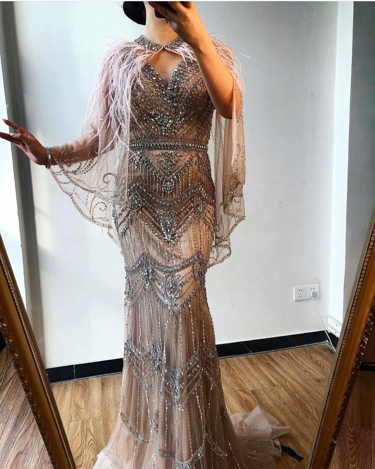 Kourtney - Beaded Embellished Evening Gown - Mscooco.co.uk