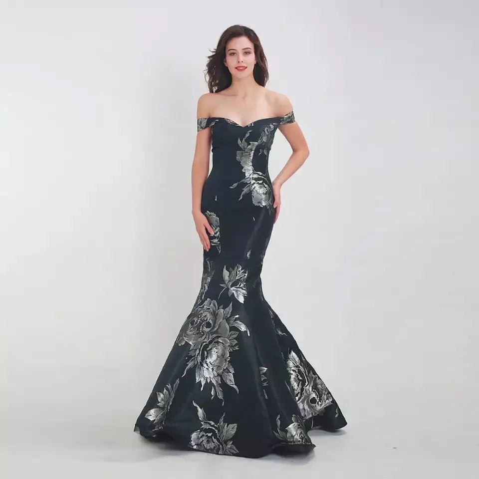 Kyra Floral Print Mermaid Gown - Mscooco.co.uk