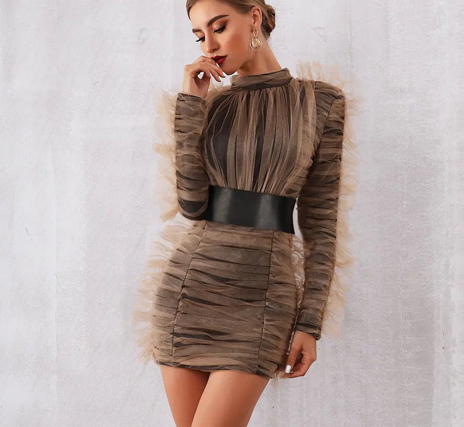 Lace Luxury Long Sleeve Mini Dress - Mscooco.co.uk