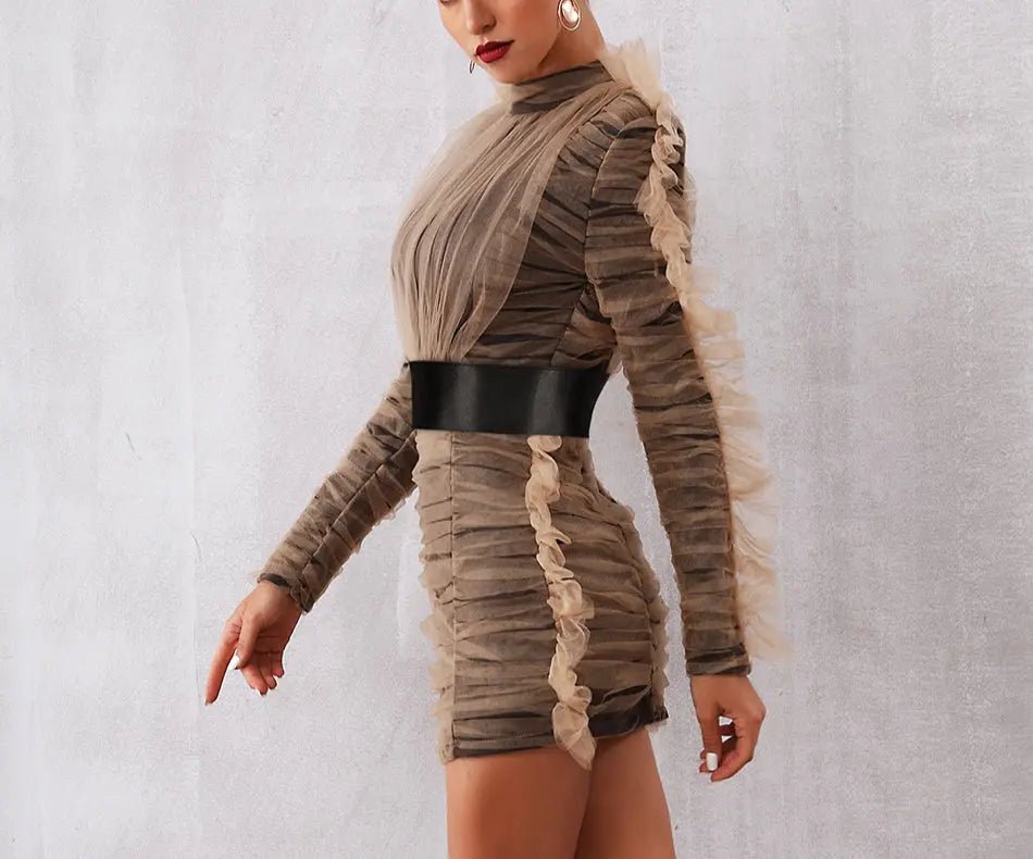 Lace Luxury Long Sleeve Mini Dress - Mscooco.co.uk