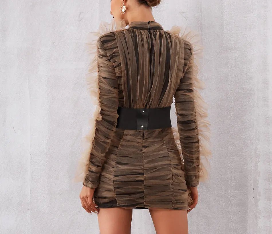 Lace Luxury Long Sleeve Mini Dress - Mscooco.co.uk