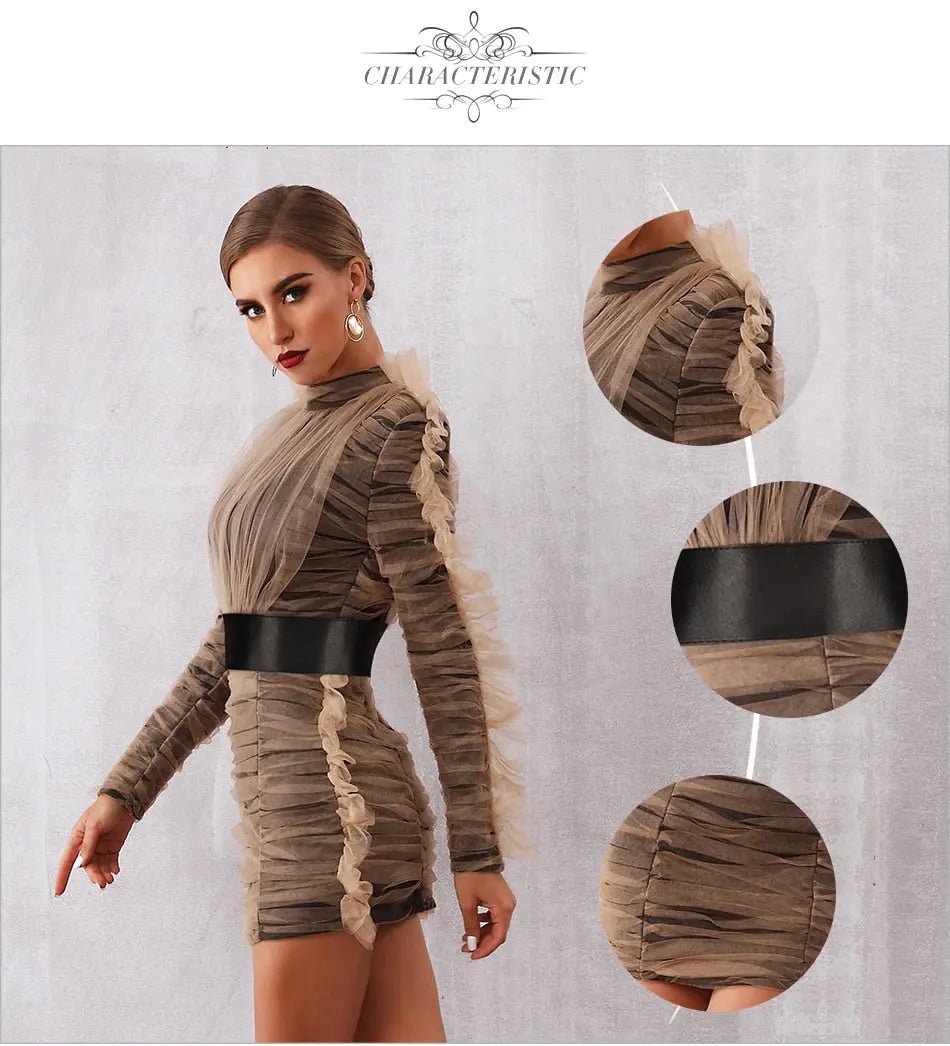 Lace Luxury Long Sleeve Mini Dress - Mscooco.co.uk