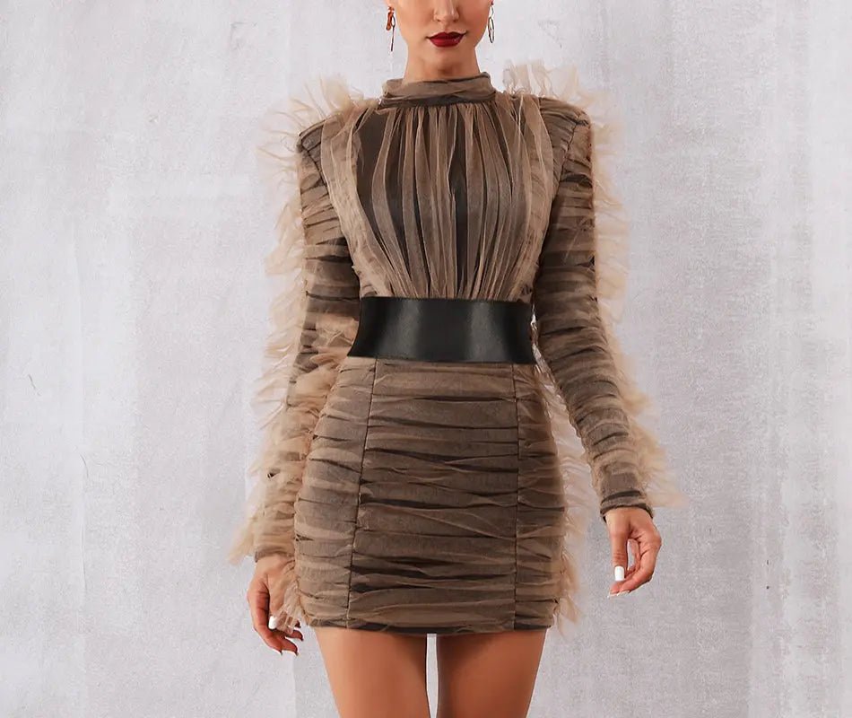 Lace Luxury Long Sleeve Mini Dress - Mscooco.co.uk
