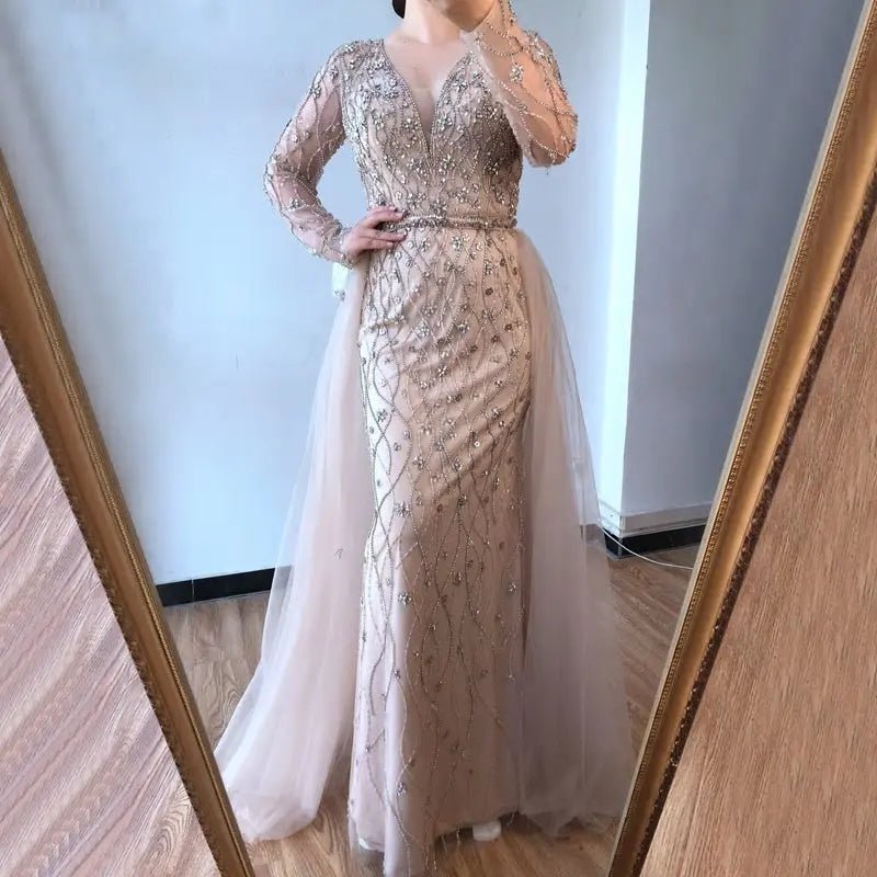 LAYA - Beaded Embellished Evening Gown - Mscooco.co.uk