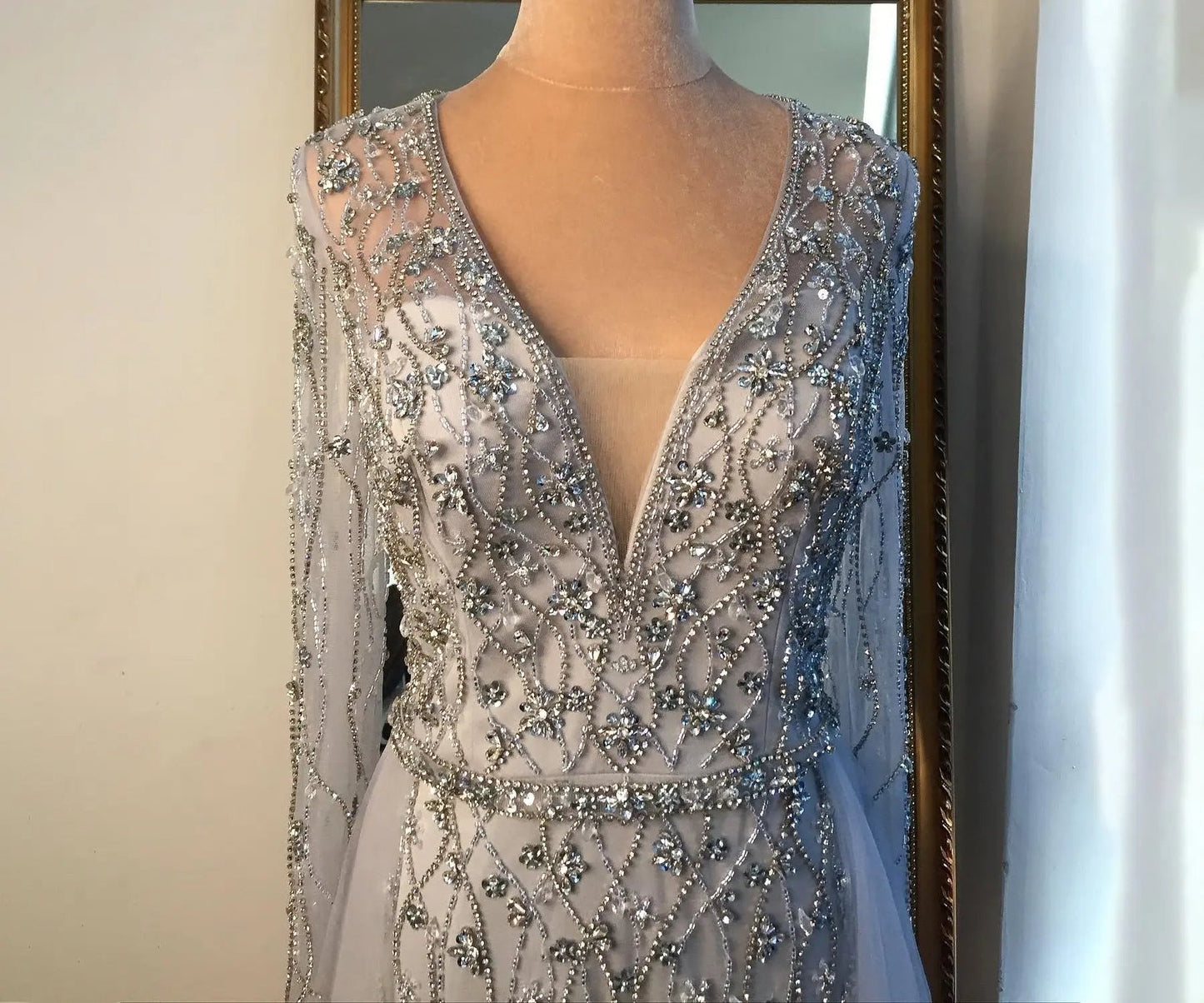 LAYA - Beaded Embellished Evening Gown - Mscooco.co.uk