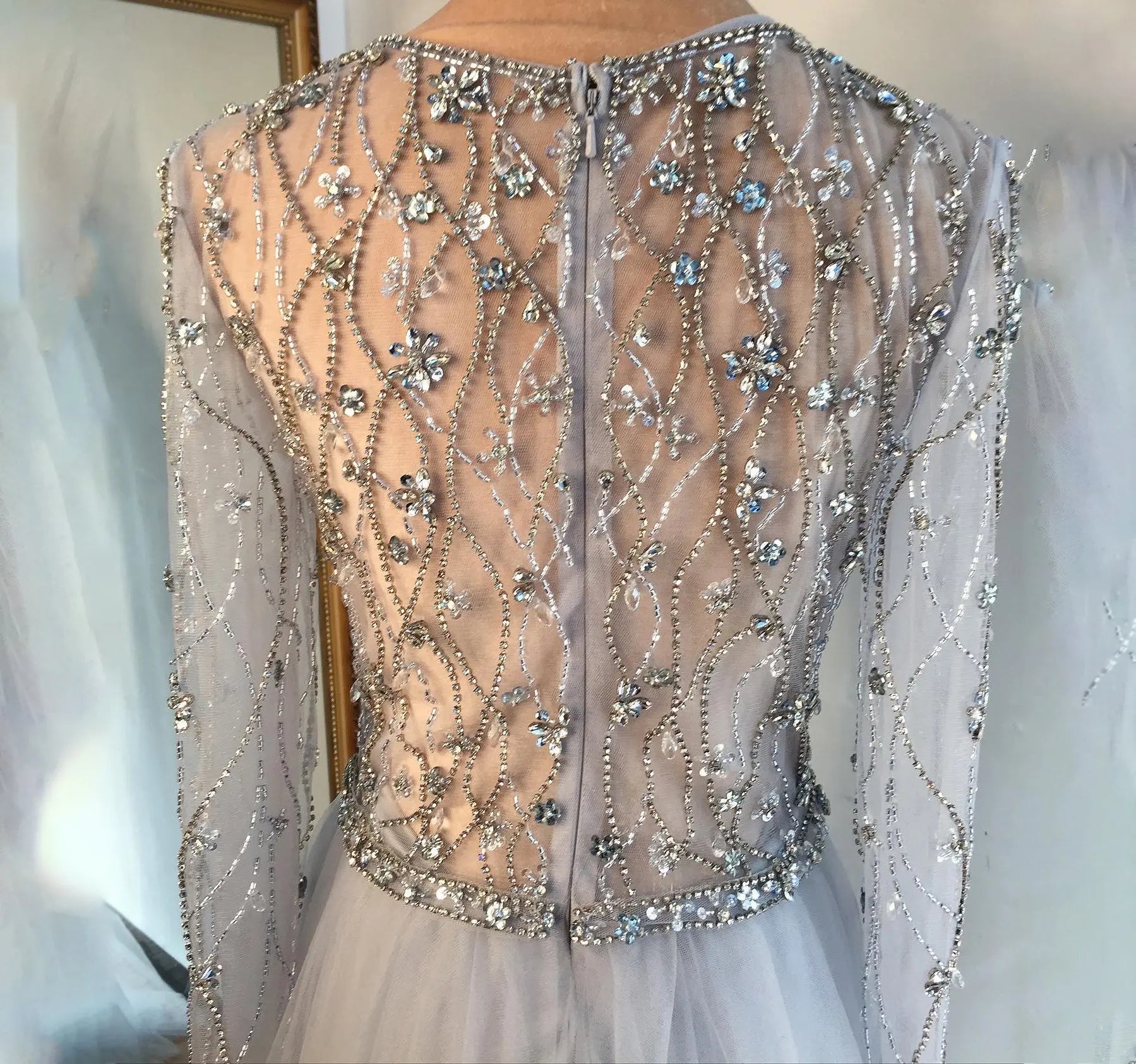LAYA - Beaded Embellished Evening Gown - Mscooco.co.uk