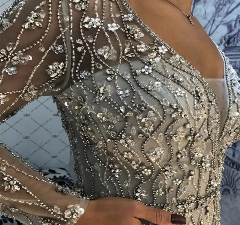 LAYA - Beaded Embellished Evening Gown - Mscooco.co.uk