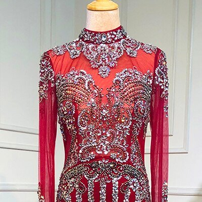 Leannaa Luxury Mermaid Train Evening Dress - Mscooco.co.uk