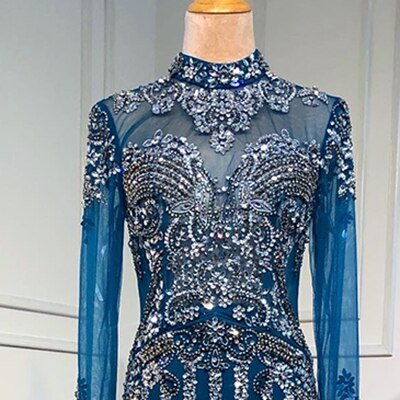 Leannaa Luxury Mermaid Train Evening Dress - Mscooco.co.uk