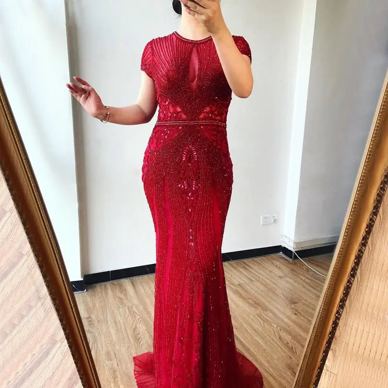 Leona Luxury Illusion Beading Prom Gown - Mscooco.co.uk