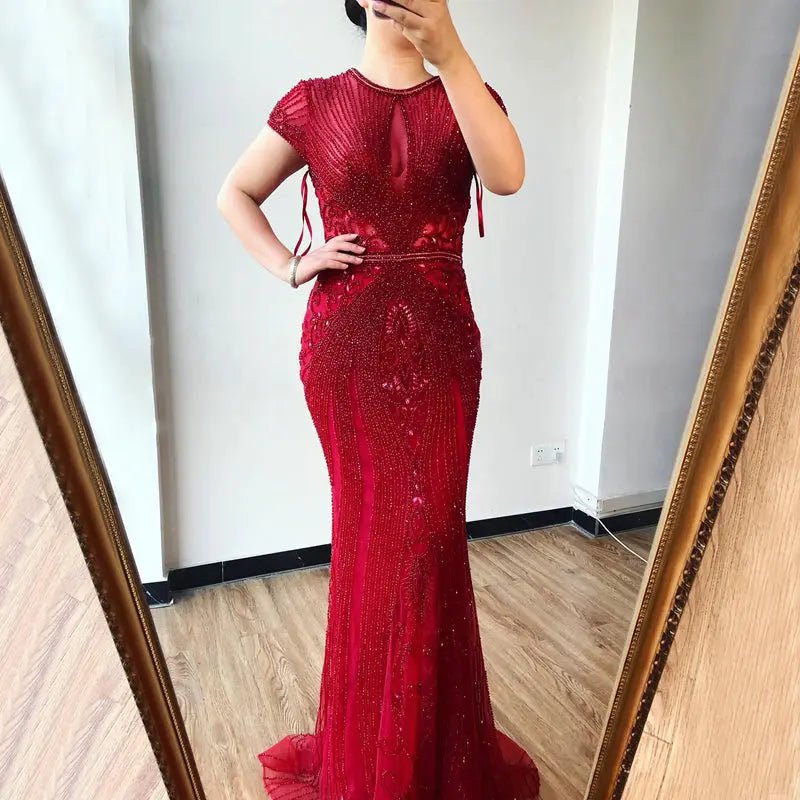 Leona Luxury Illusion Beading Prom Gown - Mscooco.co.uk