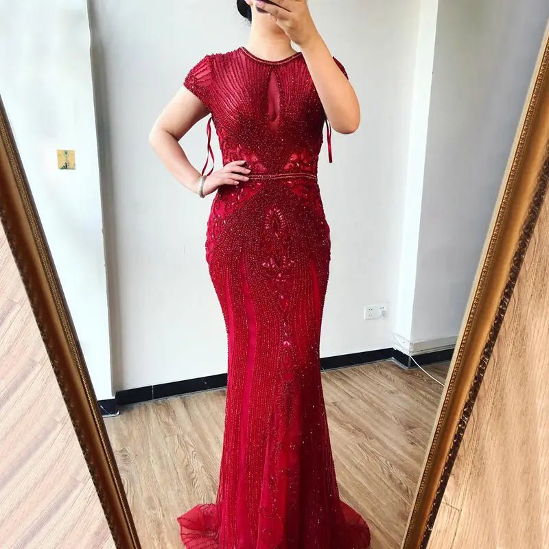 Leona Luxury Illusion Beading Prom Gown - Mscooco.co.uk