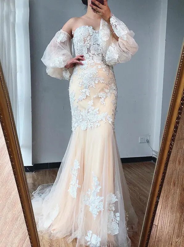 Lily Lantern Sleeves Flowers Beading Gown - Mscooco.co.uk