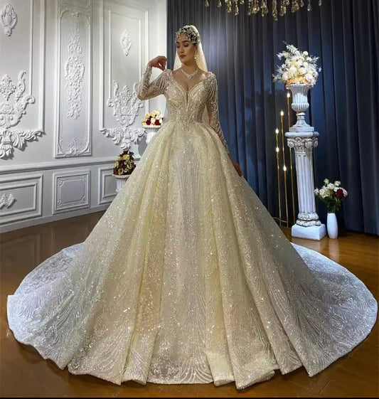 Luxury Beautiful Lace Wedding Gown - Mscooco.co.uk