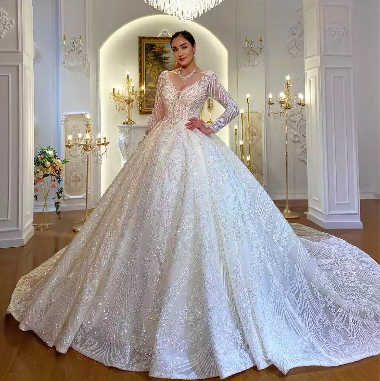 Luxury Beautiful Lace Wedding Gown - Mscooco.co.uk