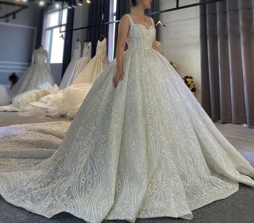 Luxury Full Beading Lace Wedding Dress - Mscooco.co.uk