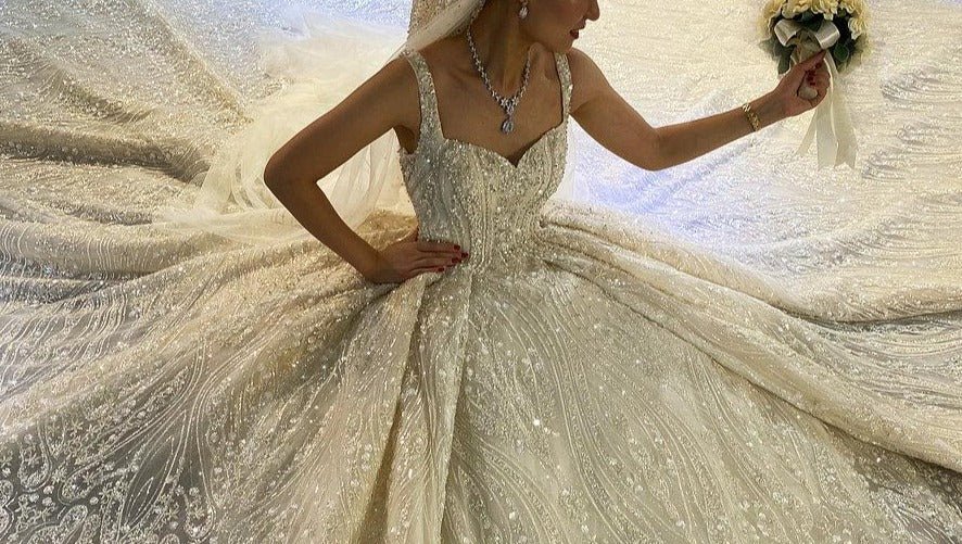 Luxury Full Beading Lace Wedding Dress - Mscooco.co.uk