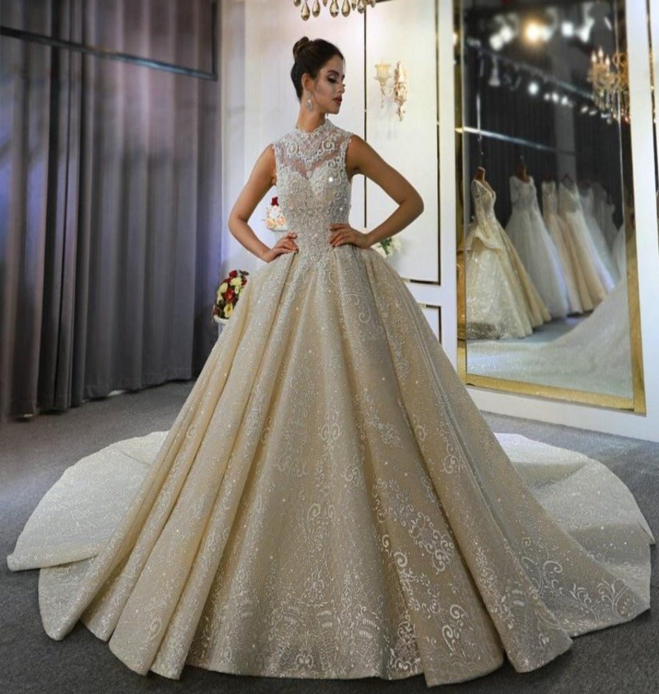Luxury Full Beading Lace Wedding Dress - Mscooco.co.uk