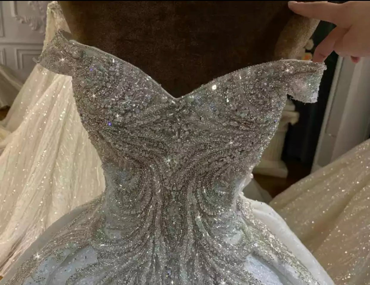 Luxury Off Shoulder Beading Wedding Dress - Mscooco.co.uk