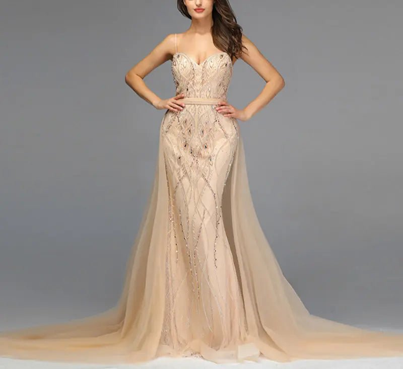 Luxury Pearls Crystal Mermaid Evening Gowns - Mscooco.co.uk
