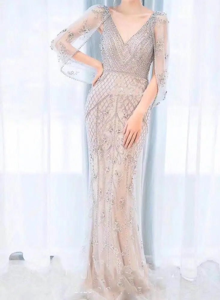 Malisa Crystal Shawl Yarn Formal Dress - Mscooco.co.uk