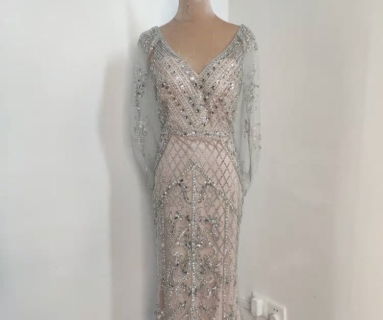 Malisa Crystal Shawl Yarn Formal Dress - Mscooco.co.uk