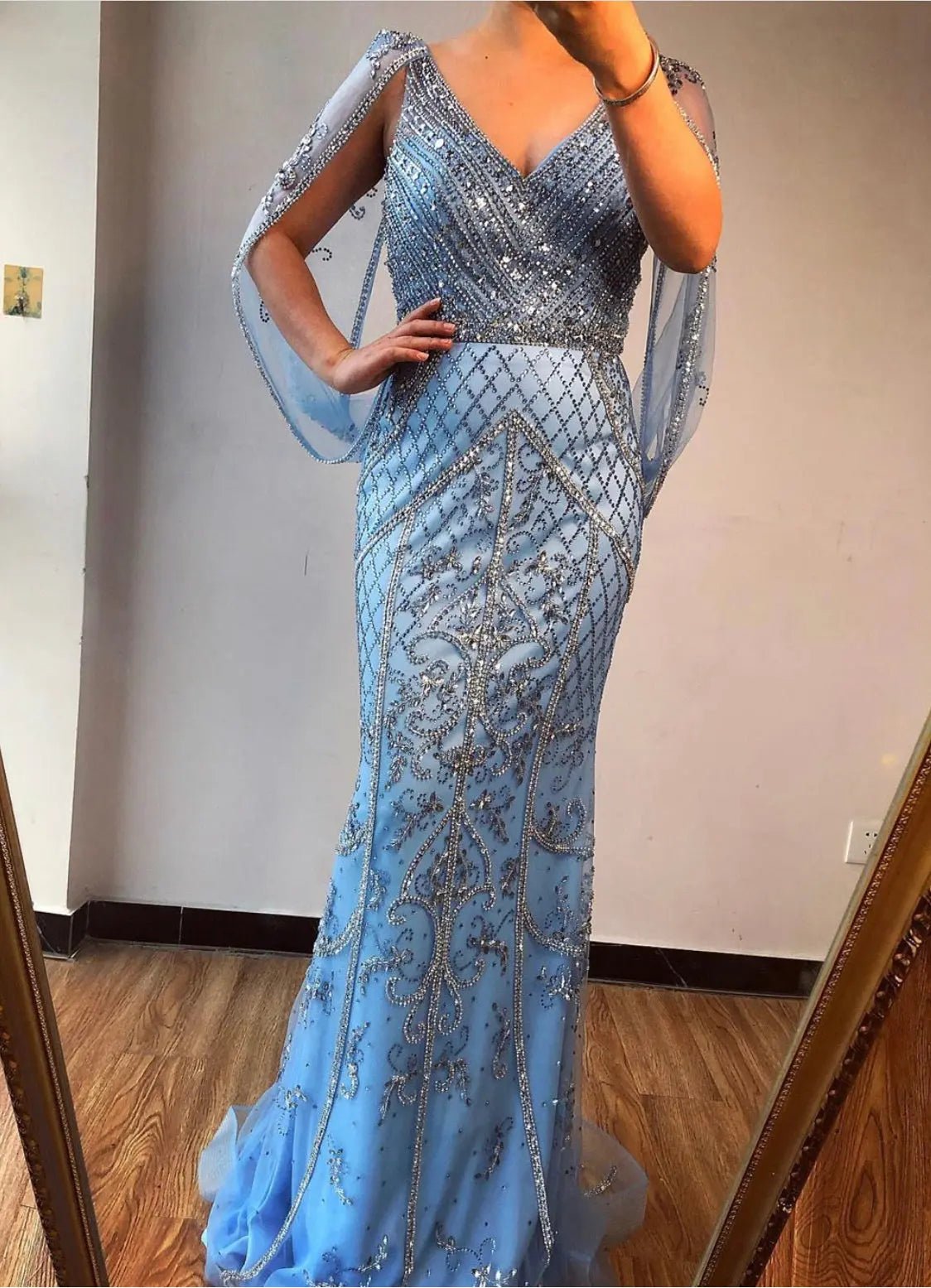 Evening dress with shawl top