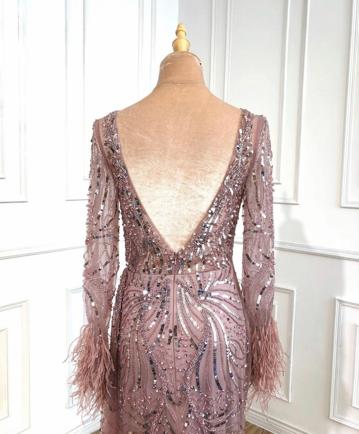 Manha Sequined Long Sleeves Evening Dress - Mscooco.co.uk