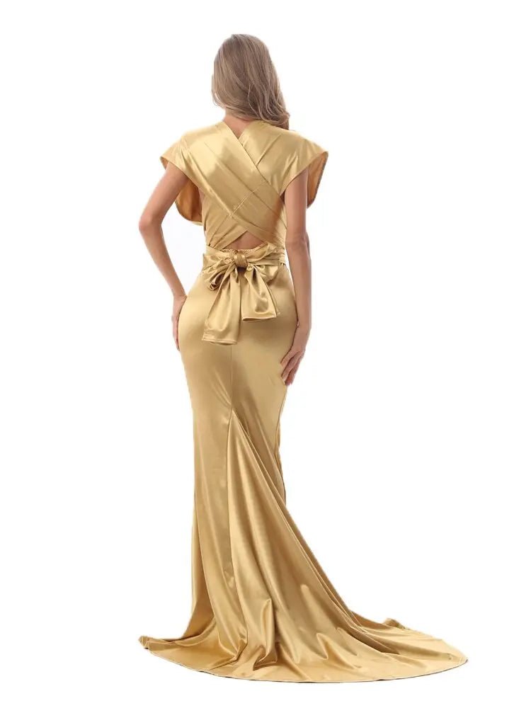 Mermaid Satin Floor Length Bodycon Backless Maxi Dress - Mscooco.co.uk