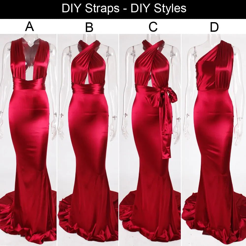 Mermaid Satin Floor Length Bodycon Backless Maxi Dress - Mscooco.co.uk