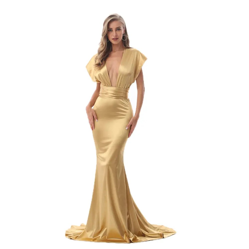 Mermaid Satin Floor Length Bodycon Backless Maxi Dress - Mscooco.co.uk