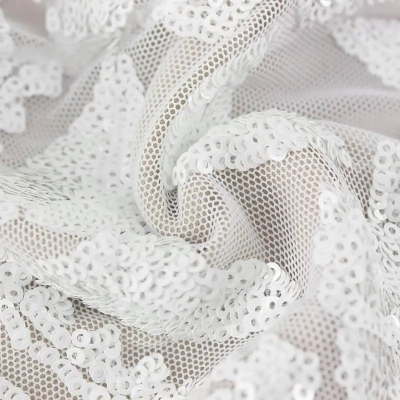 Mesh White Lace Sequin Maxi Dress - Mscooco.co.uk