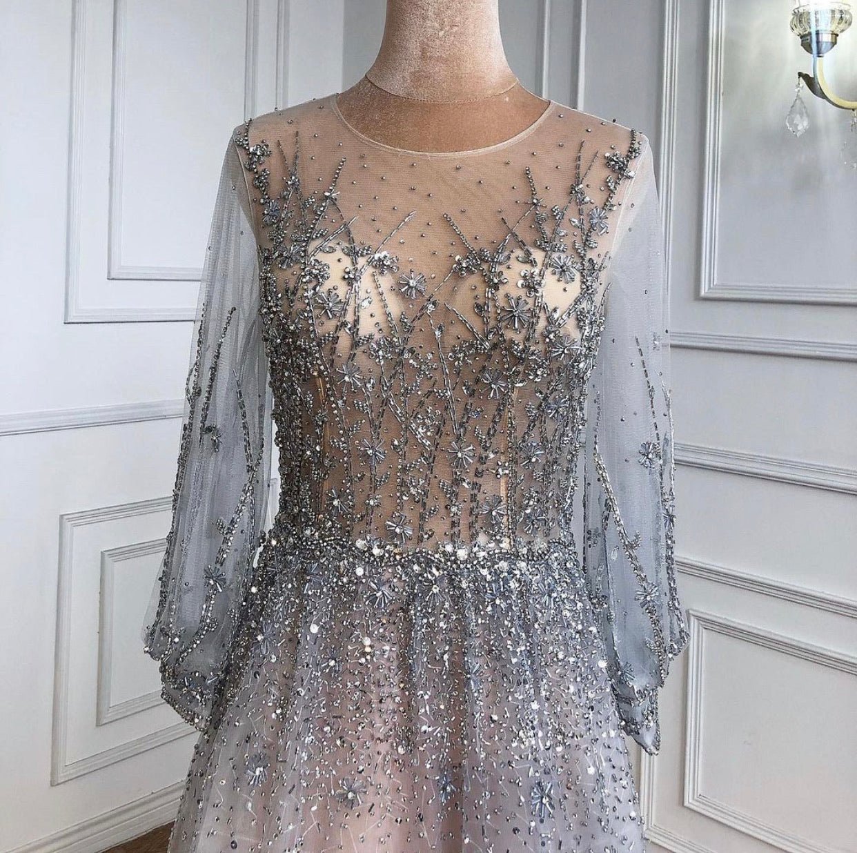 Micaela Silver Luxury A-Line Formal Evening Dress - Mscooco.co.uk Micaela Silver Luxury A-Line Formal Evening Dress - Mscooco.co.uk