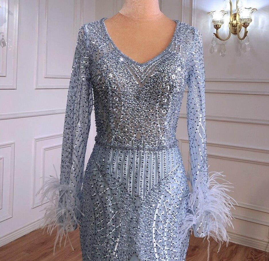 Mikaela Luxury Feather Beading Formal Dress - Mscooco.co.uk