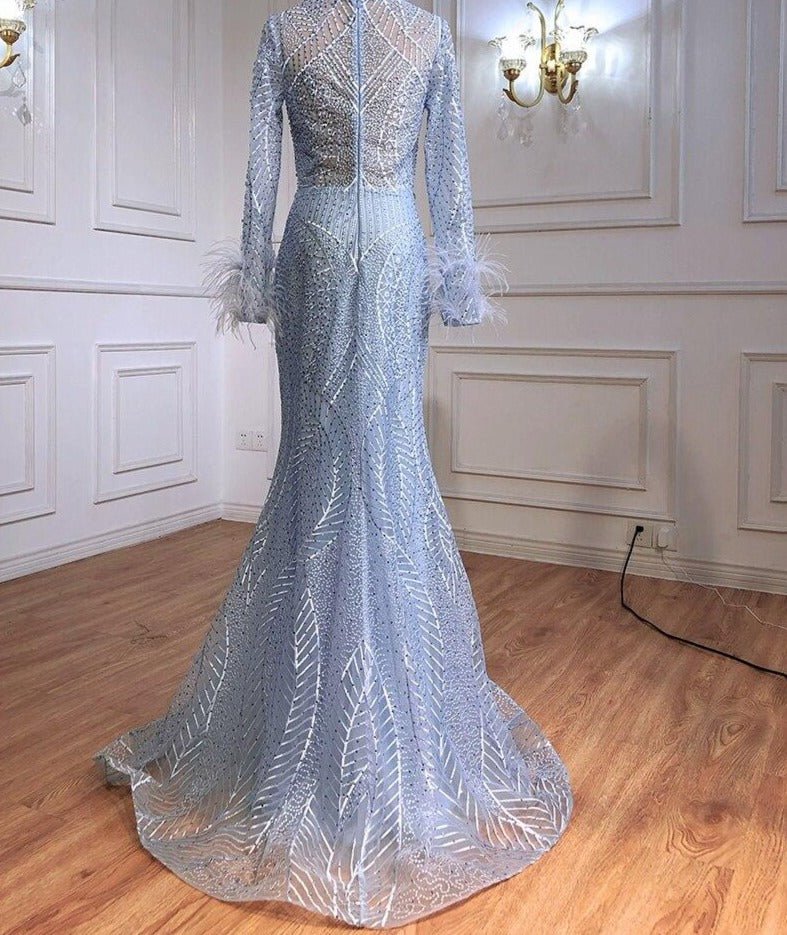 Mikaela Luxury Feather Beading Formal Dress - Mscooco.co.uk