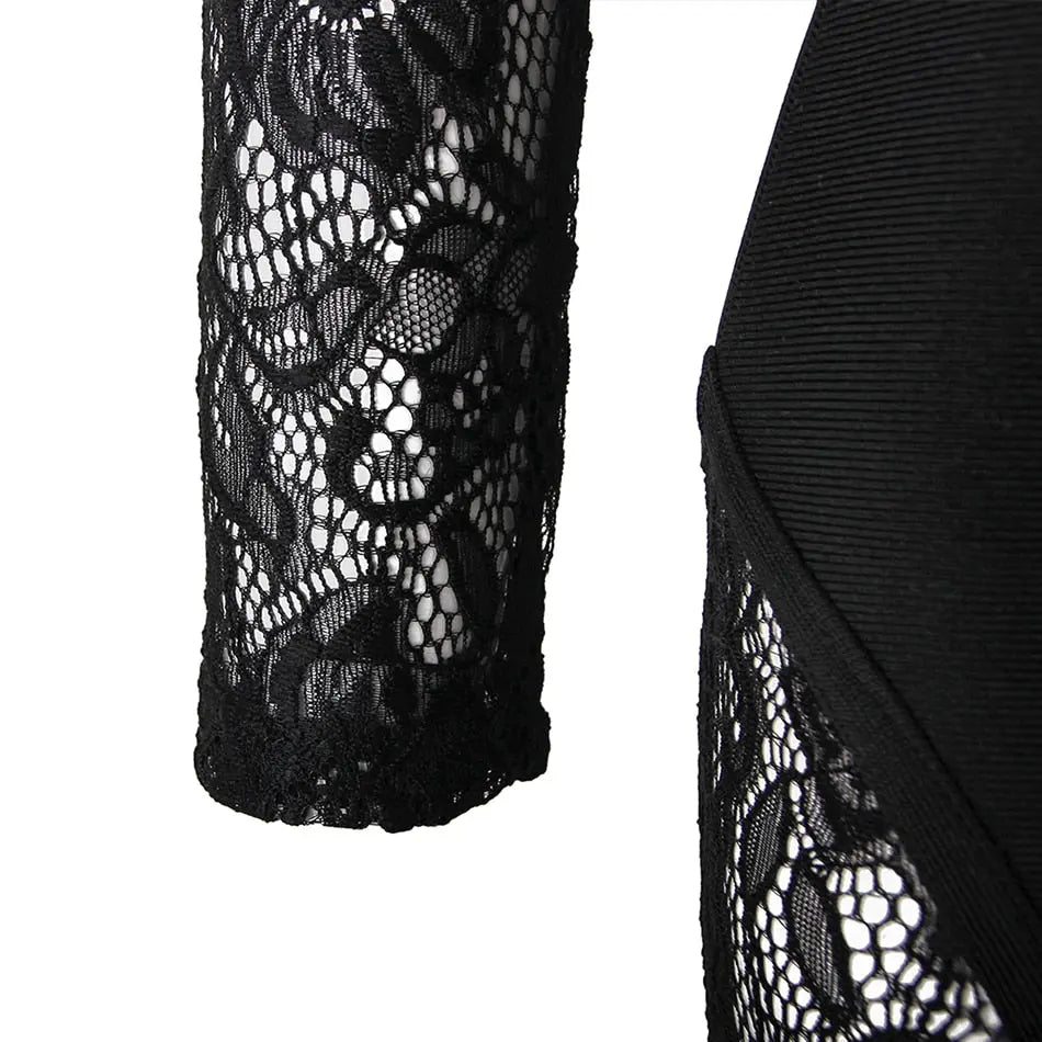 New Bandage Vestido Lace Midi Dress - Mscooco.co.uk