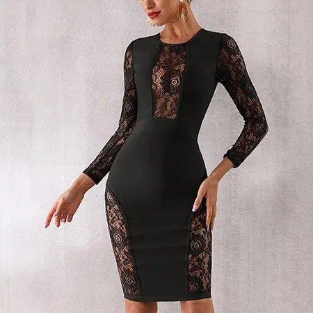 New Bandage Vestido Lace Midi Dress - Mscooco.co.uk