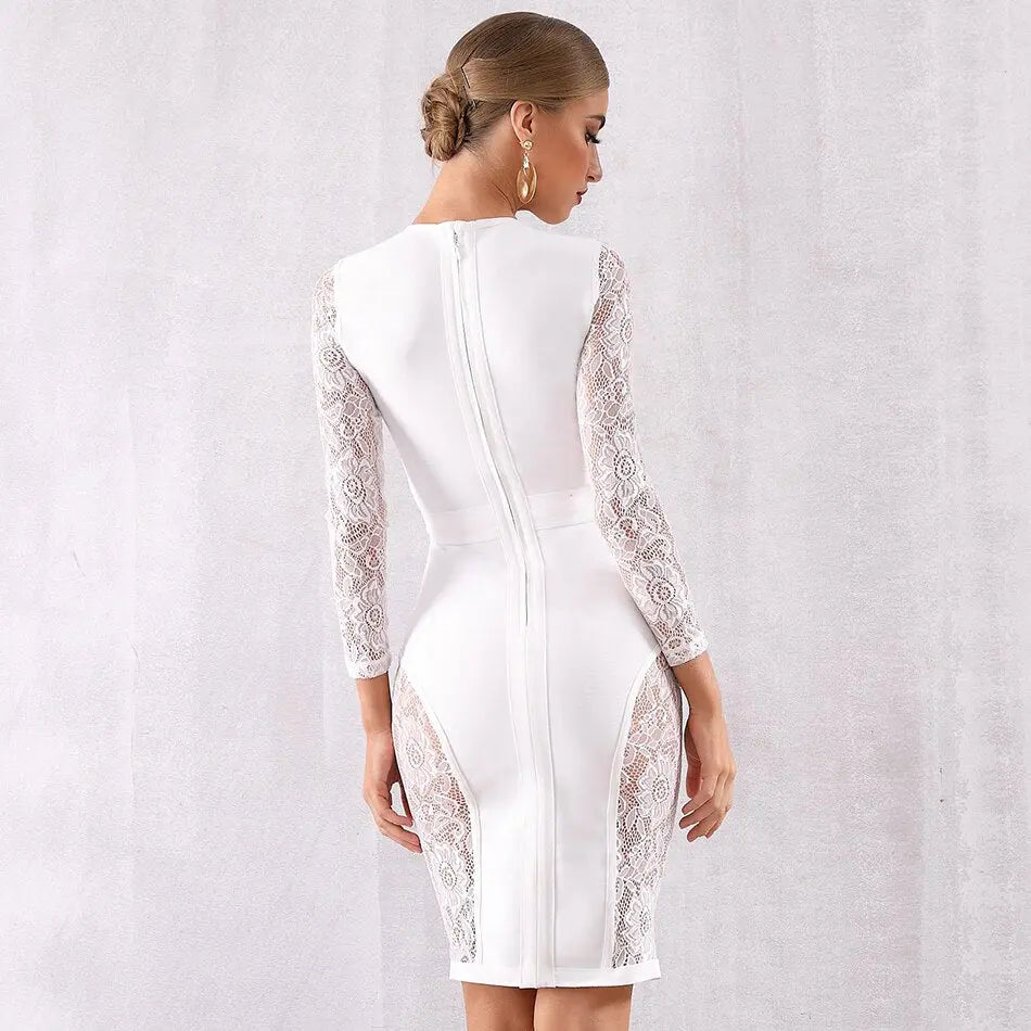 New Bandage Vestido Lace Midi Dress - Mscooco.co.uk