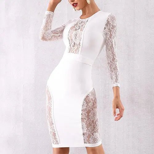 New Bandage Vestido Lace Midi Dress - Mscooco.co.uk