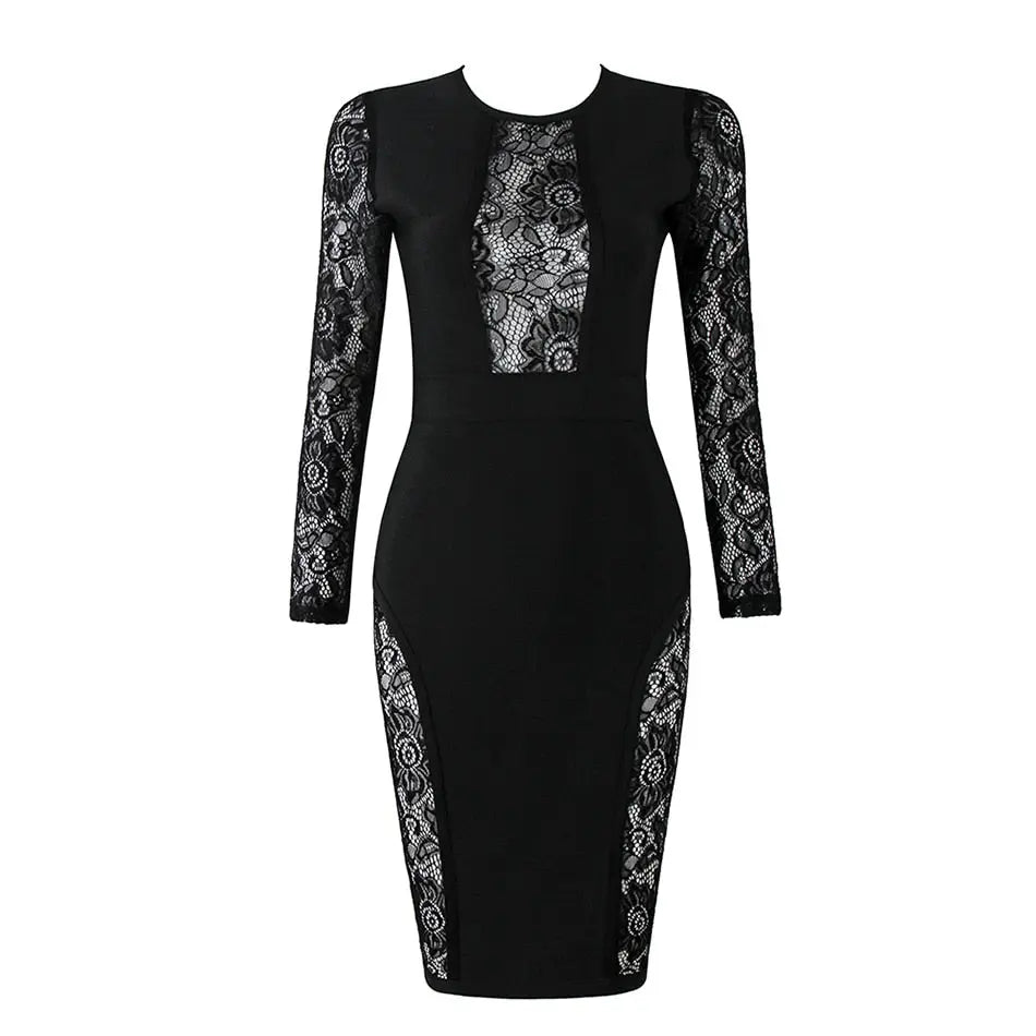 New Bandage Vestido Lace Midi Dress - Mscooco.co.uk