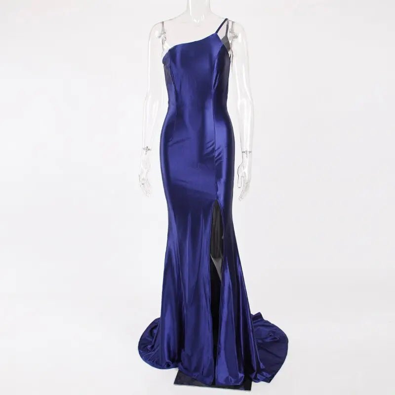 One Shoulder Side slit Maxi Dress - Mscooco.co.uk