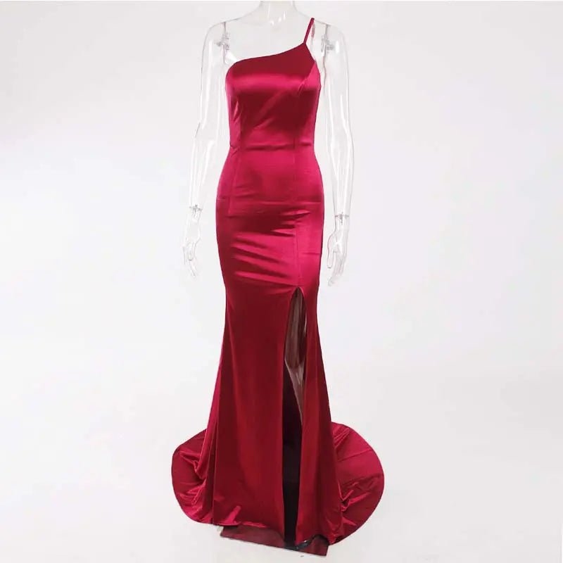 One Shoulder Side slit Maxi Dress - Mscooco.co.uk