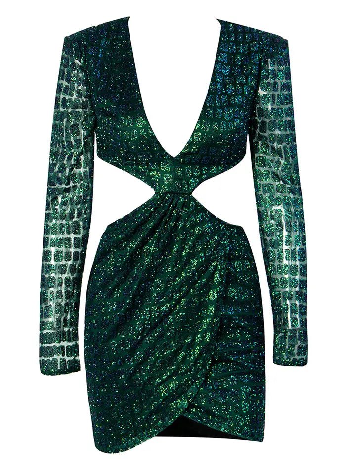 Open back Cross glitter glued Material Slim Fit Dress - Mscooco.co.uk
