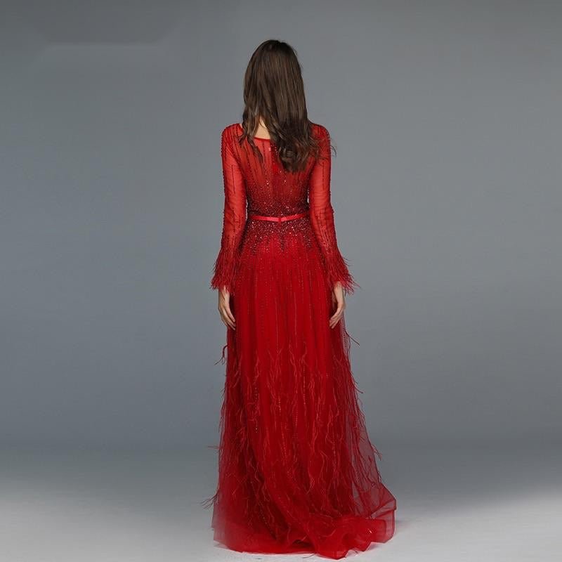 Paris - Red Evening Gown - Mscooco.co.uk