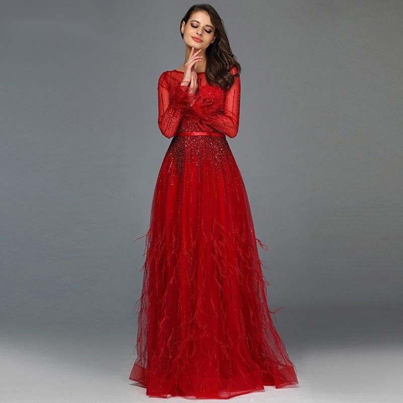 Paris - Red Evening Gown - Mscooco.co.uk