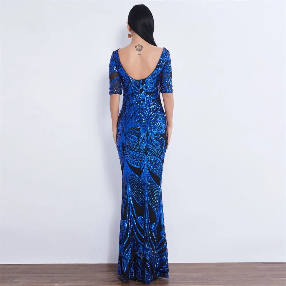 Portia Half Sleeve Sequin Maxi Dress - Mscooco.co.uk