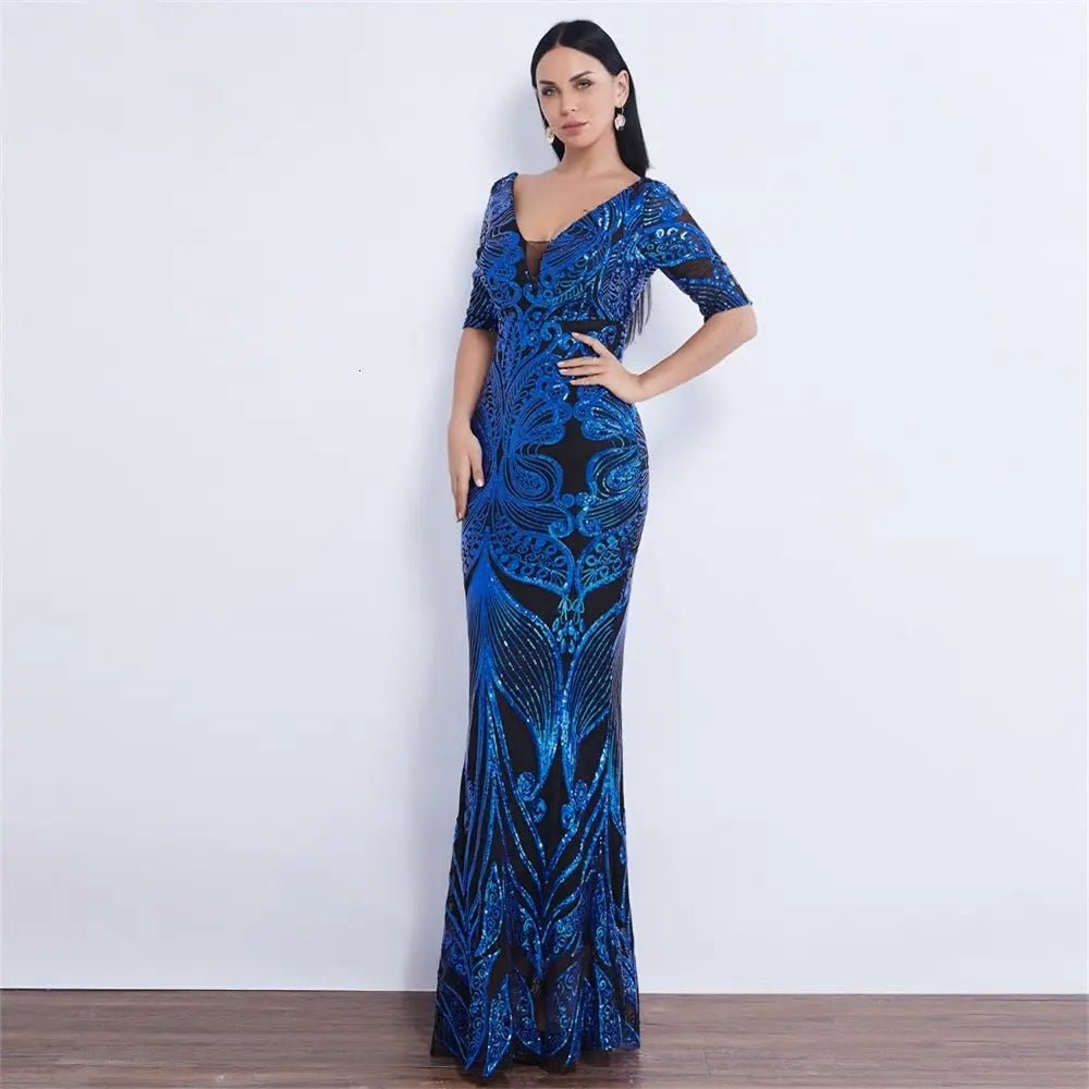 Portia Half Sleeve Sequin Maxi Dress - Mscooco.co.uk