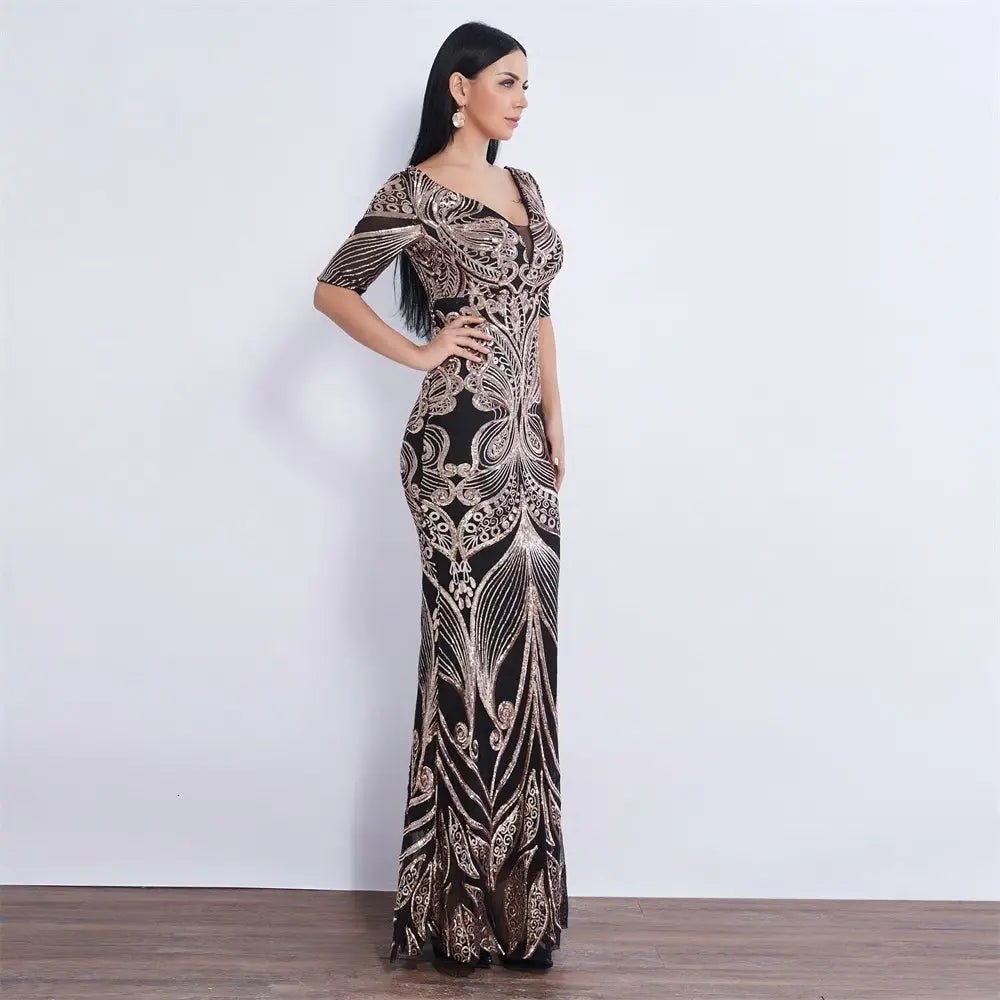 Portia Half Sleeve Sequin Maxi Dress - Mscooco.co.uk